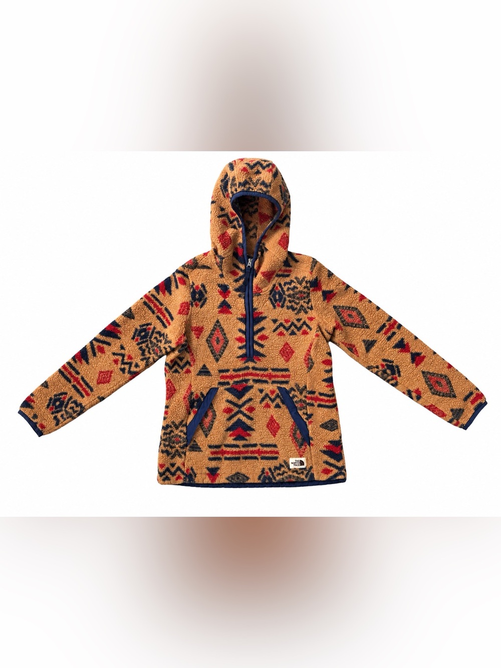 The North Face Geometric Sherpa Fleece Half-Zip Hoodie Womens Size Small